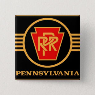 ペンシルバニアの鉄道ロゴ、黒及び金ゴールド 缶バッジ