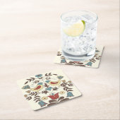 ペンシルバニアオランダアミッシュヘックスサインバードアメリカーナ スクエアペーパーコースター (インサイチュ)