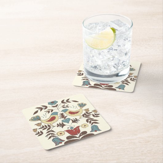 ペンシルバニアオランダアミッシュヘックスサインバードアメリカーナ スクエアペーパーコースター (インサイチュ)