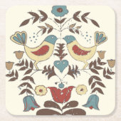 ペンシルバニアオランダアミッシュヘックスサインバードアメリカーナ スクエアペーパーコースター (正面)