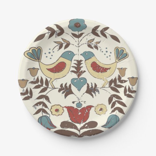 ペンシルバニアオランダアミッシュヘックスサインバードアメリカーナ ペーパープレート (正面)