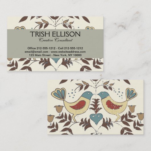 ペンシルバニアオランダアミッシュヘックスサインバードアメリカーナ 名刺 (正面/裏面)