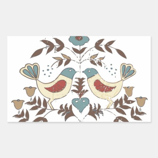 ペンシルバニアオランダアミッシュヘックスサインバードアメリカーナ 長方形シール (正面)