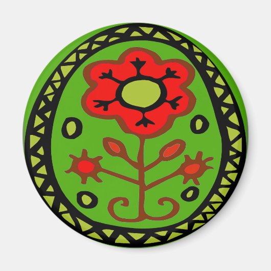 ペンシルバニアオランダ六角サインレッドフラワー マグネット (正面)