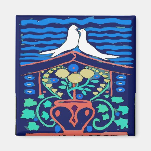 ペンシルバニアオランダ、ラブバード六角サイン マグネット (正面)