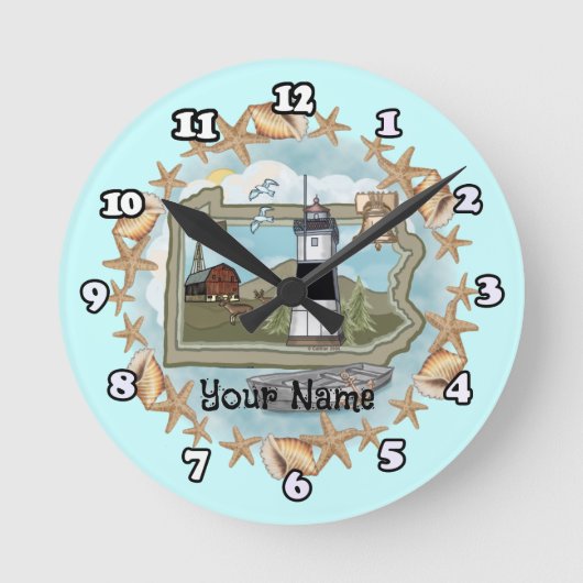 ペンシルバニアシェルライトハウス ラウンド壁時計 (正面)