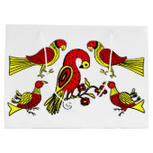 ペンシルバニアフォーク芸術鳥プリント ラージペーパーバッグ (裏面)