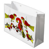 ペンシルバニアフォーク芸術鳥プリント ラージペーパーバッグ (正面アングル)