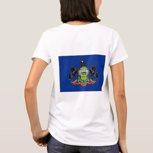 ペンシルバニアフリースの女子ジップジョガー国旗 Tシャツ (裏面)