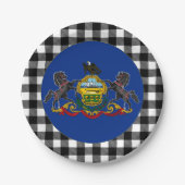 ペンシルバニアプレート、バッファロー草原、国旗 ペーパープレート (正面)