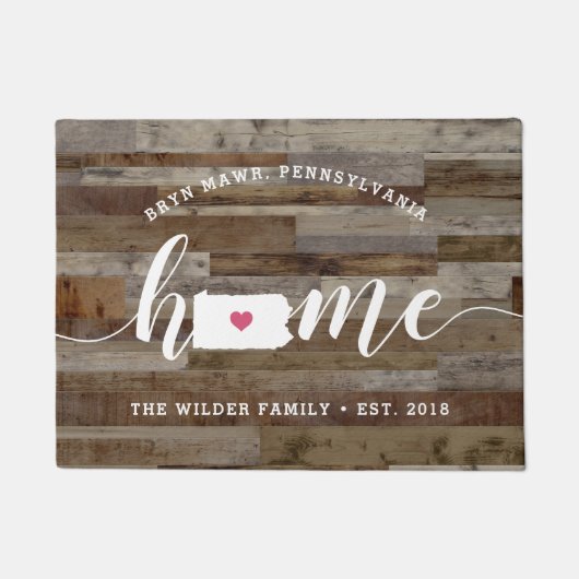 ペンシルバニアホーム州パーソナライズされたウッドルック ドアマット (正面)
