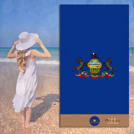 ペンシルバニアモノグラムの州旗/ビーチタオル ビーチタオル