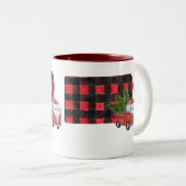 ペンシルバニアレッドピックアップトラッククリスマスヴィンテージ ツートーンマグカップ (正面右)