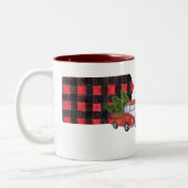 ペンシルバニアレッドピックアップトラッククリスマスヴィンテージ ツートーンマグカップ (左)