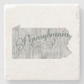 ペンシルバニアヴィンテージタイポグラフィ州シェイプグレー ストーンコースター (正面)
