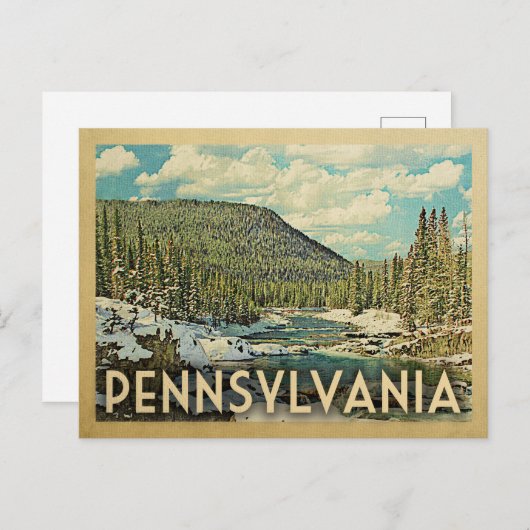 ペンシルバニアヴィンテージトラベルスノーウィー自然 ポストカード (正面/裏面)