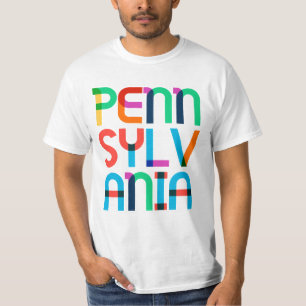 ペンシルバニアヴィンテージポップ・アートのレトロアカラフルート80s tシャツ