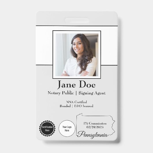 ペンシルバニア公証人バッジQRコードの州 バッジ (表面)