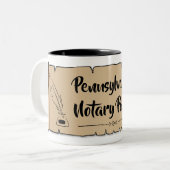 ペンシルバニア公証人公式スクロール羽毛クイル ツートーンマグカップ (正面左)