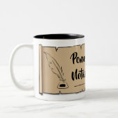 ペンシルバニア公証人公式スクロール羽毛クイル ツートーンマグカップ (左)