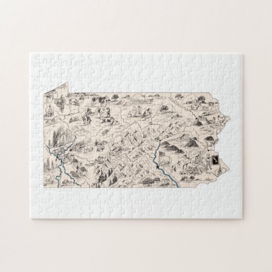 ペンシルバニア型ヴィンテージ写真マップ ジグソーパズル (横)