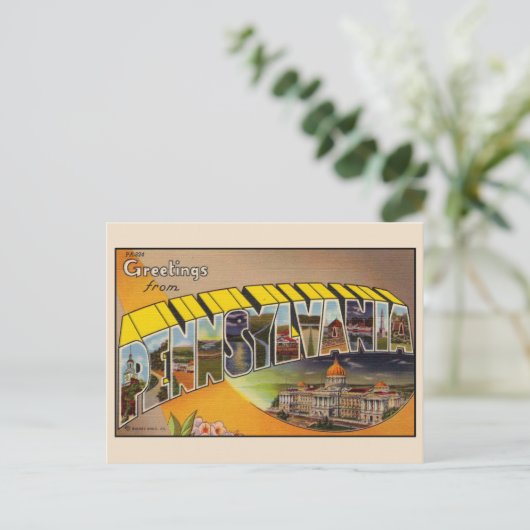 ペンシルバニア大文字ポストカードからの挨拶 ポストカード (スタンド正面)