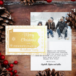 ペンシルバニア州からのメリークリスマス州 |写真 箔カード