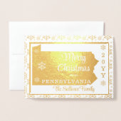 ペンシルバニア州からのメリークリスマス州 |写真 箔カード (封筒付き正面)