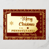 ペンシルバニア州からのメリークリスマス州 |写真 箔シーズンカード (正面)