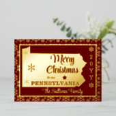 ペンシルバニア州からのメリークリスマス州 |写真 箔シーズンカード (立ち正面)