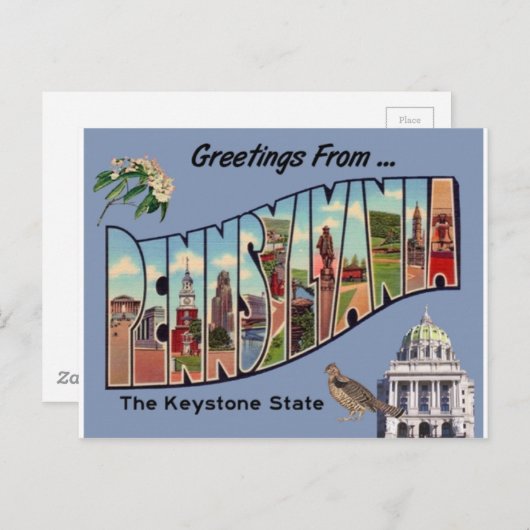 ペンシルバニア州からの挨拶 ポストカード (正面/裏面)