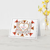 ペンシルバニア州のハートと花で最も甘い日 カード (黄色い花)