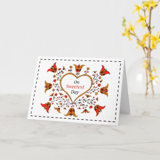 ペンシルバニア州のハートと花で最も甘い日 カード (黄色い花)