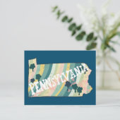 ペンシルバニア州の図解入りの、写真付きのはっきりした地図カラフル ポストカード (スタンド正面)