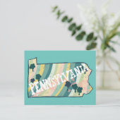 ペンシルバニア州の図解入りの、写真付きのはっきりした地図カラフル ポストカード (スタンド正面)