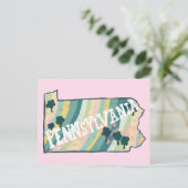 ペンシルバニア州の図解入りの、写真付きのはっきりした地図カラフル ポストカード (スタンド正面)