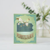 ペンシルバニア州の地図 – 緑 ポストカード (スタンド正面)