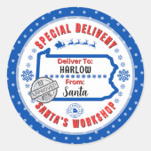 ペンシルバニア州の子供向け特別配達Santa ラウンドシール (正面)