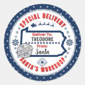 ペンシルバニア州の子供向け特別配達Santa ラウンドシール (正面)