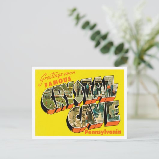ペンシルバニア州の有名なクリスタルケーブからの挨拶 ポストカード (スタンド正面)