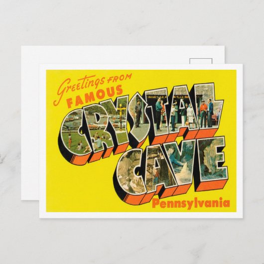 ペンシルバニア州の有名なクリスタルケーブからの挨拶 ポストカード (正面/裏面)