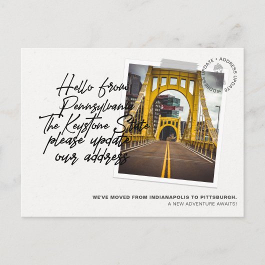 ペンシルバニア州の目的地の移動発表 インビテーションポストカード (正面)