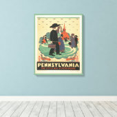 ペンシルバニア州を促進するヴィンテージ旅行ポスター キャンバスプリント (インサイチュ (ウッドフロア))