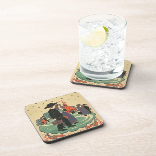 ペンシルバニア州を促進するヴィンテージ旅行ポスター コースター (右側)