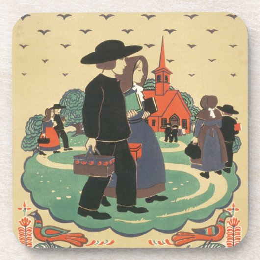 ペンシルバニア州を促進するヴィンテージ旅行ポスター コースター (正面)