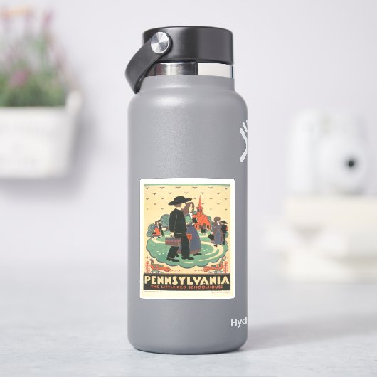 ペンシルバニア州を促進するヴィンテージ旅行ポスター シール (HydroFlask)