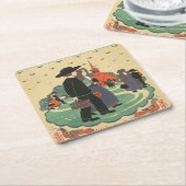 ペンシルバニア州を促進するヴィンテージ旅行ポスター スクエアペーパーコースター (アングル)