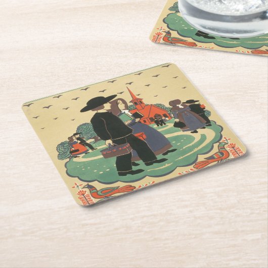 ペンシルバニア州を促進するヴィンテージ旅行ポスター スクエアペーパーコースター (アングル)