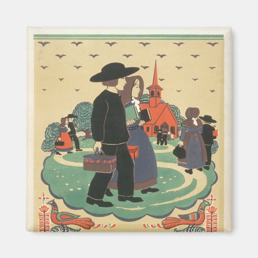 ペンシルバニア州を促進するヴィンテージ旅行ポスター マグネット (正面)