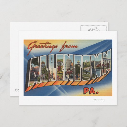 ペンシルバニア州アレンタウン – 大きな文字のシーン ポストカード (正面/裏面)